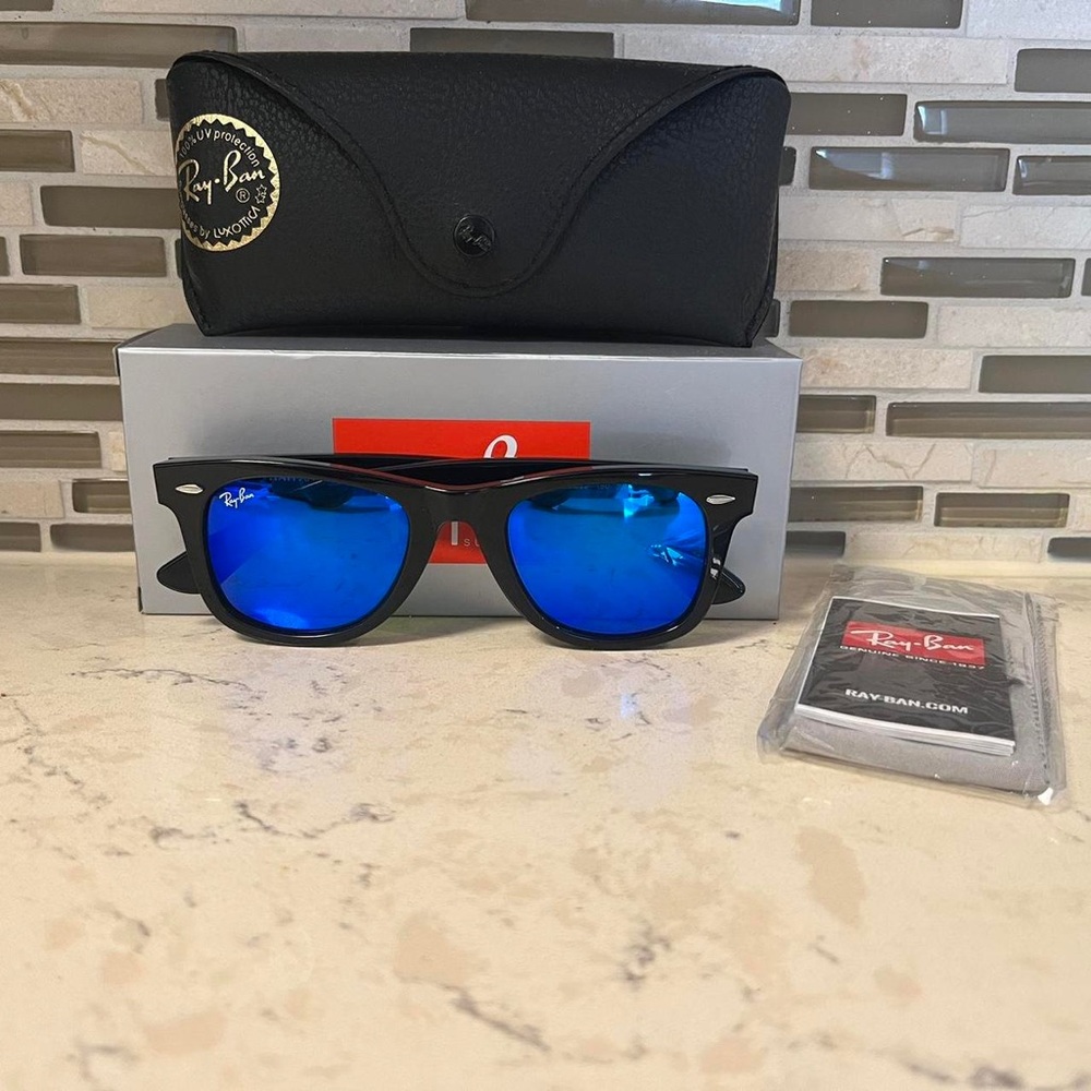 Ray-Ban wayfarer Black Frames with Vibrant Blue Lenses